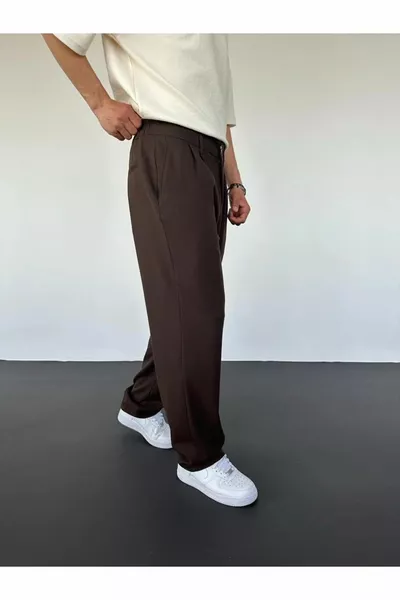 Брюки из мешковатой ткани с плиссировкой горького кофе