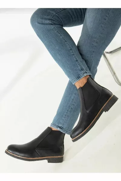 الرجال الأسود تشيلسي عارضة عارضة نصف الأحذية