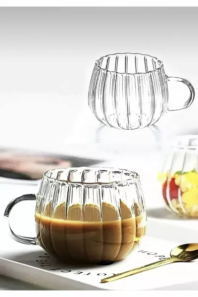  ml Striped Patterned Heat Resistant Glass Mug Cup With Handle Coffee Bead Cup Grape Cup