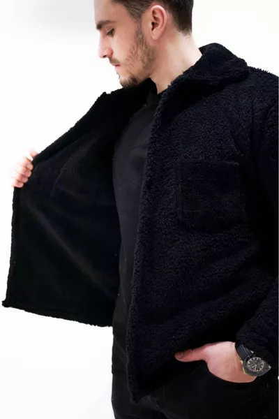 Unisex Schwarze Plüschjacke