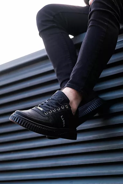  noir couleur noire semelle à lacets casual baskets pour hommes