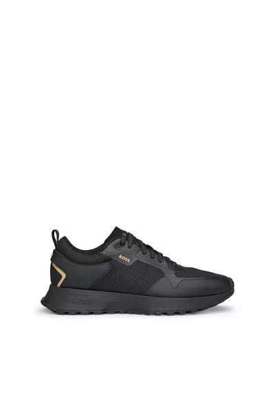 Mixed material mesh sneakers with details and logo