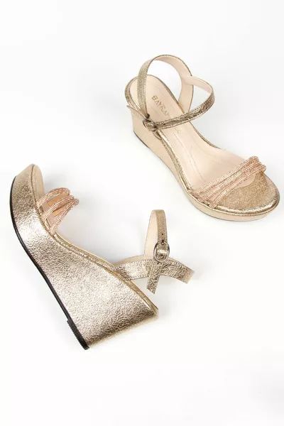 صنادل نسائية مبطنة بكعب مبطن بحجر ذهبي