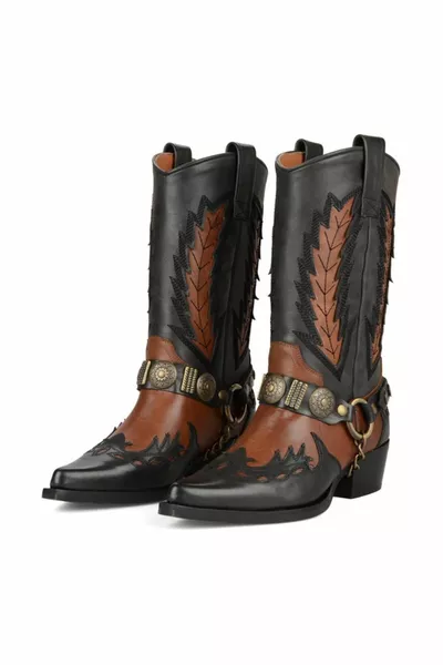 أحذية رعاة البقر النسائية البني مع الملحقات