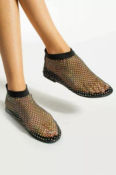 الجناح الأسود لينة مرنة محكم مثقبة كوخ شقة وحيد النساء الباليه الشقق