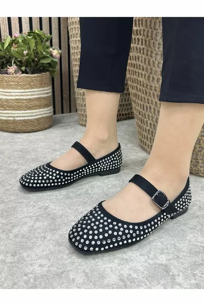 Повседневные женские балетки с одной лентой на коротком каблуке тупой носок с регулируемой пряжкой 