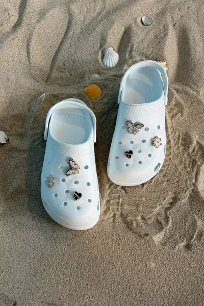 Дамски бели чехли Crs Stone с висока подметка за морски плажен басейн 3.5см 