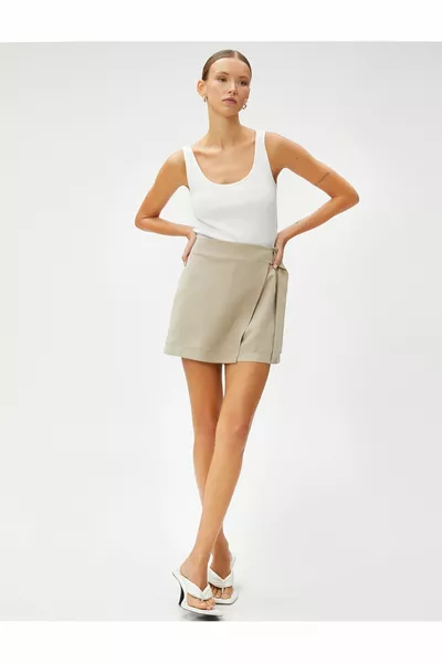 Mini Şort Etek Kemerli Modal Karışımlı