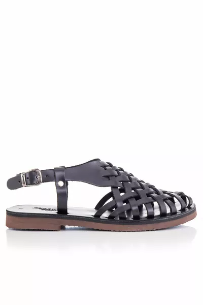 صندل بودروم نسائي جلد طبيعي مصنوع يدويا - 