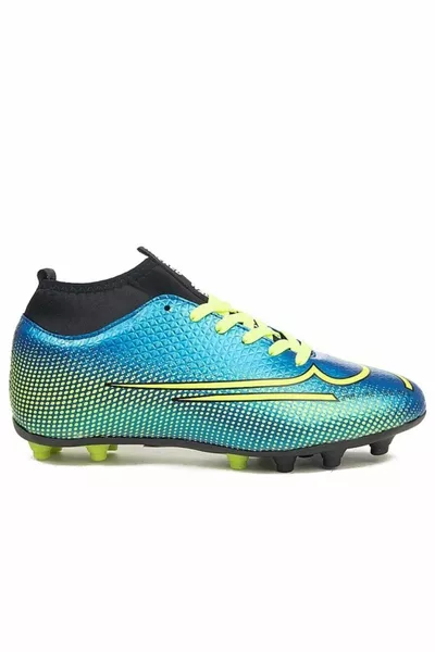  حذاء كرة قدم للأطفال بياقة مدورة  أزرق أصفر