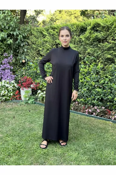 Abito interno in viscosa di cotone con collo alto, fodera, abito lungo in cotone, abito base da indossare sotto