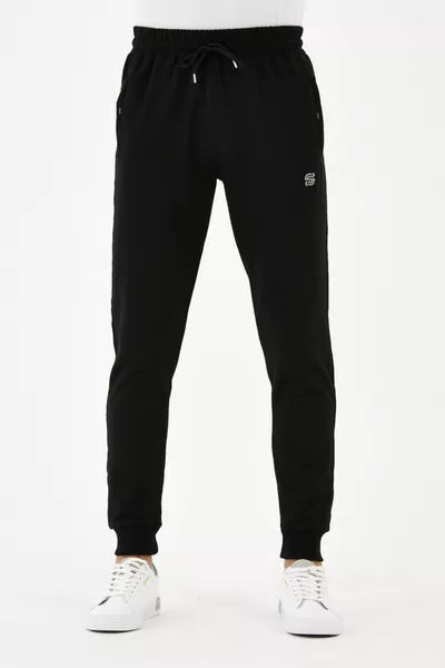 بنطال رياضي رجالي 2-Pack (أسود-رمادي) ضيق الساق مطاط الخصر الجيب الخلفي الساق المطاطية