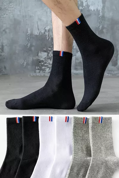 Unisex 6 Paar lange Socken mit Gummimuster