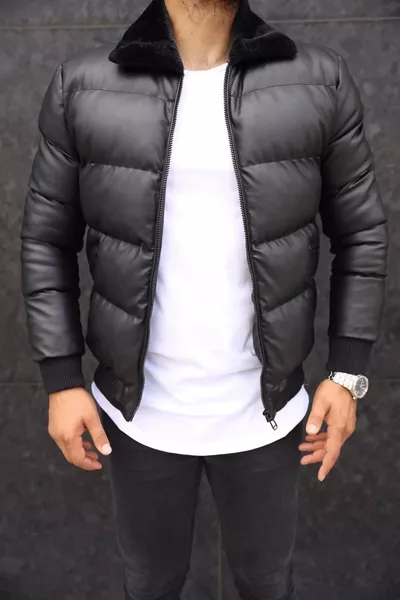 معطف مبطن ببطانة فروية للرجال