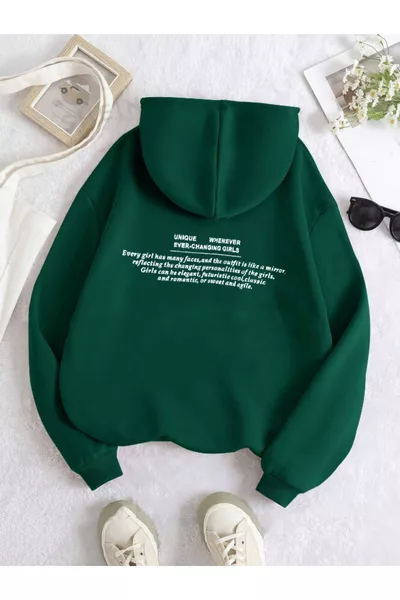 Унисекс Мъжки/Женски UNİQUE Цветен Специално Щампиран Памучен Oversize Суичър с Качулка