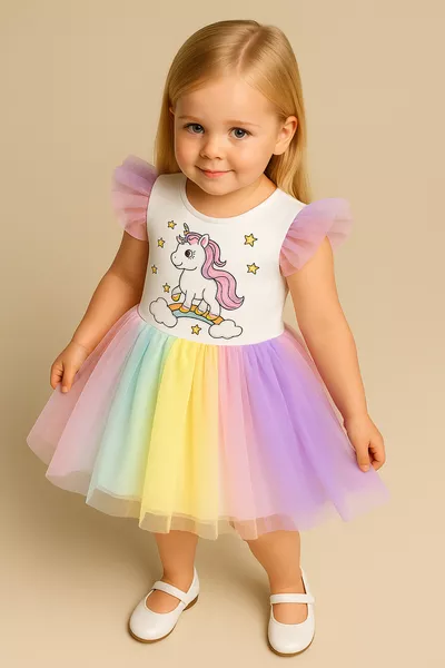 Платье для девочки с единорогом, платье с фатином, яркое, для дня рождения и вечеринки, 1-9 лет