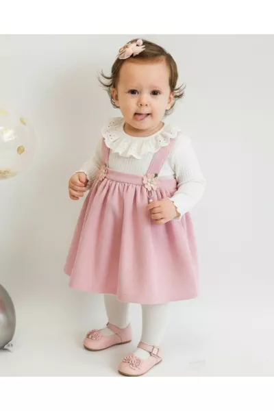 فستان طفلة صغير بياقة بيبي عتيق، مزين بالزهور، بمقاسات  شهر