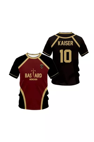 Черна Бордо Аниме Blue Lock  Kaiser Унисекс Тениска