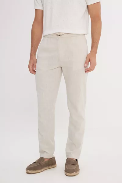 بنطال رجالي ضيق قصّة نحيفة من القطن ٪ بحزام للخصر وجيوب جانبية