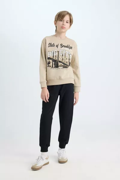 Boys' 2-Piece Set Printed Sweatshirt with Elastic Waist Jogger Pants WN