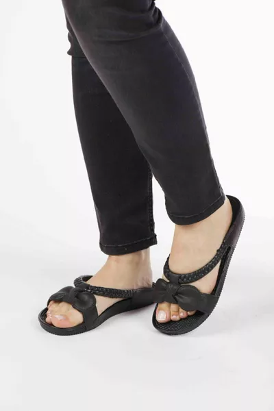 Kadın Siyah Günlük Deniz Plaj Havuz Bahçe Terliği 