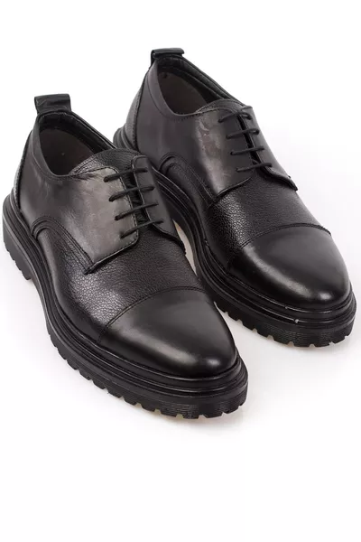 حذاء جلد رجالي بقاعدة عالية من الجلد الطبيعي