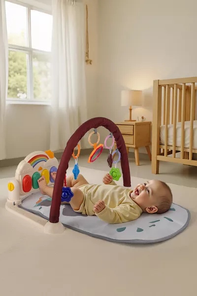 سجادة لعب بيبيجيم بقوس قزح وبيانو