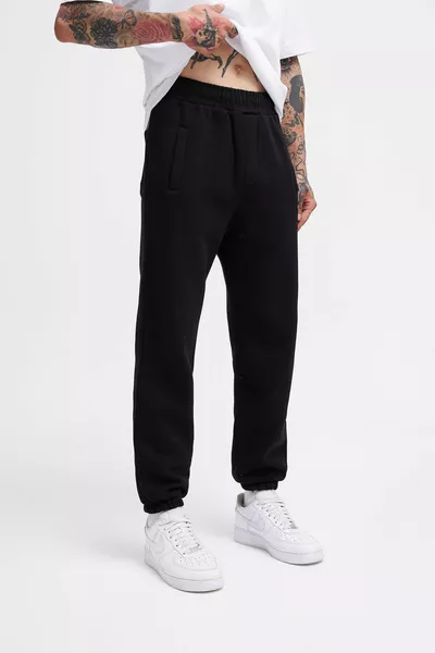 ساق عادية وخصر رياضي مطاطي أسود