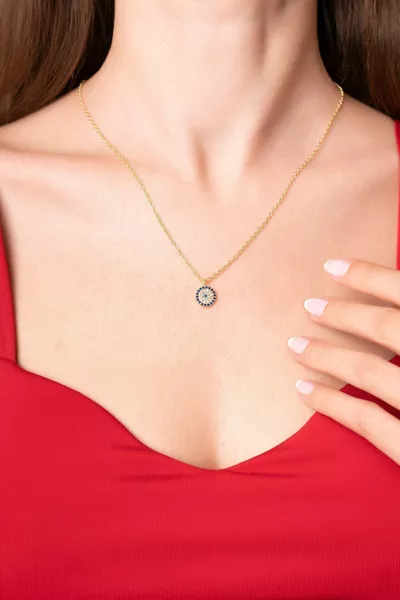 Women's Necklace with Evil Eye and Rhodium Reinforcement