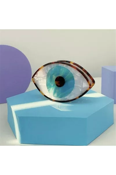 Turuncu Kenarlı Kemik Desenli Göz toka