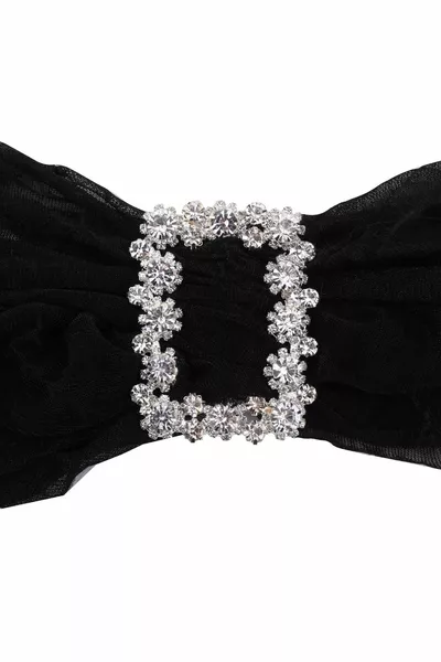 حزام وشال بمشبك مستطيل مرصع بالكريستال