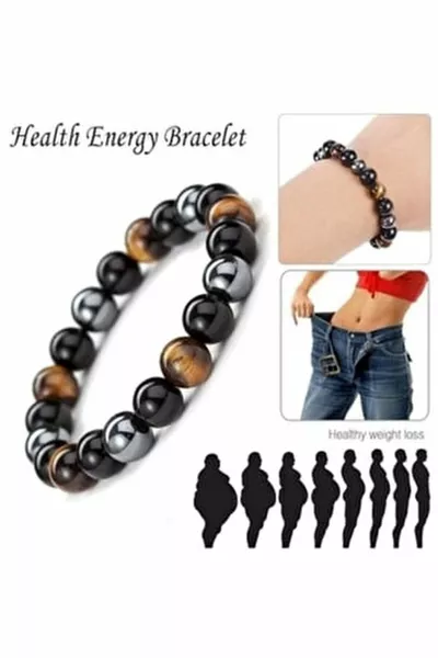 Tiger Eye and Hematite Stone Bracelet Health Magnet