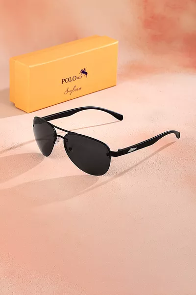 Men's Sunglasses Polarized Lightweight Metal Frame Black Color