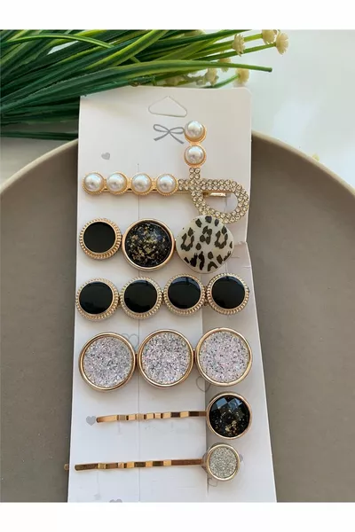 Black Leopard Print 6-Piece Hair Clip Set