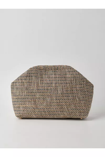 Dames Gestreepte Jute Straw Clutch Handtas