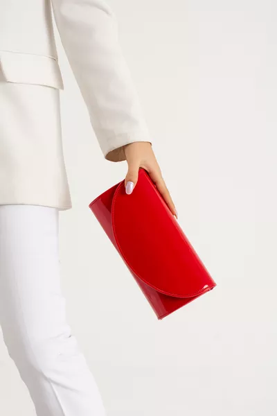Red Patent Evening Clutch Bag