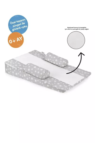 غطاء قابل للغسل متعدد الوظائف، سرير طفل ارتجاعي أرثوبيدي، وسادة ارتجاع الطفل مزيلة للغاز، باللون الرمادي