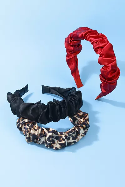 3-Piece Ruched Satin Tiara Set