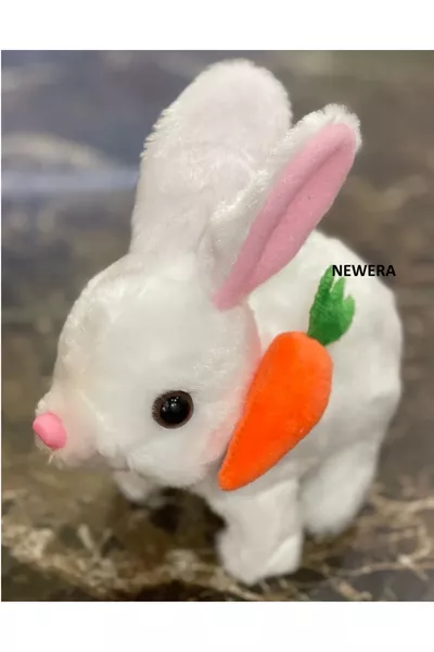 أرنب محشو نابض بالحركة مع صوت وبطارية من Newayer، بحجم سم، مع جزرة.