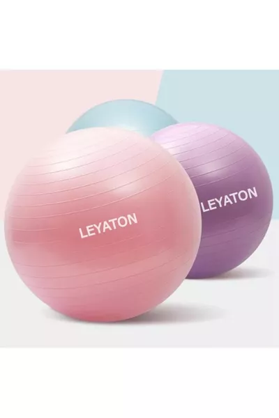 كرة بيلاتس وردية كبيرة الحجم سميكة لليوغا والبيلاتس مع مضخة