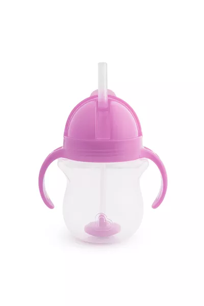 كوب تدريب مع مصاصة قابلة للنقر مع غطاء، 6 أشهر، بنفسجي