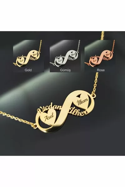 Named and Heart Infinity Women's Silver Plated Gold Vermeil Necklace