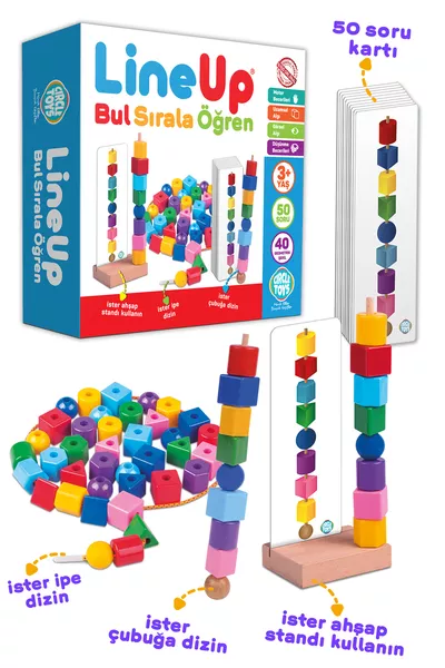 Line Up Beads and Shapes on a String and Stick Game