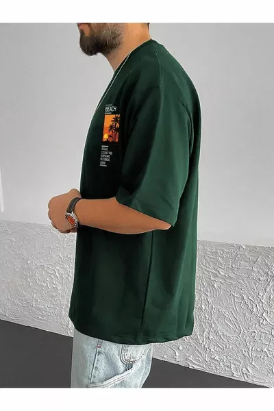 الصدر الشاطئ المطبوعة كبيرة الحجم الرجال تي شيرت