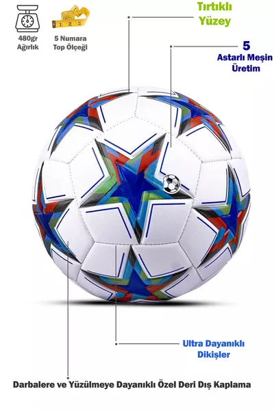 Original Champions-League-Ball, genäht, hohe Qualität Fußball, für Kunstrasen, Rasen und Beton, Blau