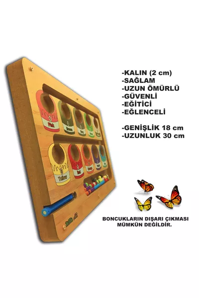 Tableau de puzzle de motricité avec aimants et perles - Couleurs et chiffres - Stylo unique