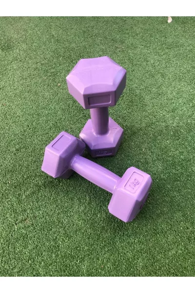 Leyayon 1 Kg x 2 Pieces Dumbbell Vinyl Covered Weight - Purple Color