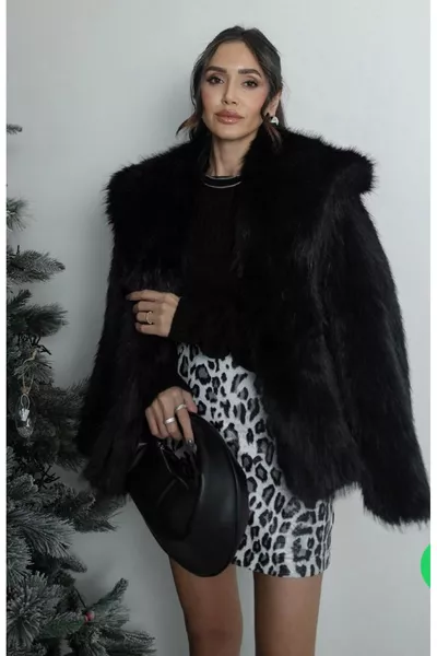 جاكيت فرو صناعي فاخر أسود نسائي MAZELF ملابس أطفال رضيعة