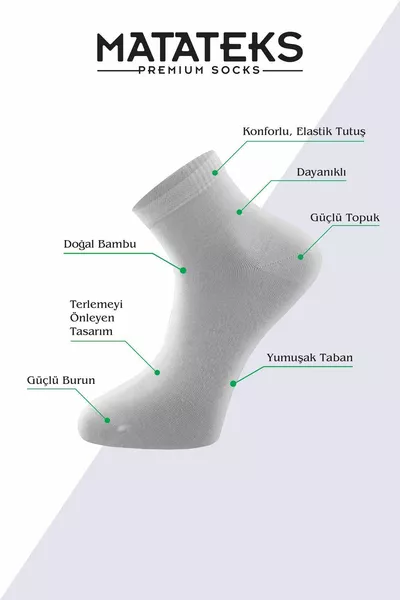 جوارب رجالية من الخيزران نصف طاقم، بيضاء، بدون خياطة، عالية الجودة، مجموعة من 6 قطع في علبة