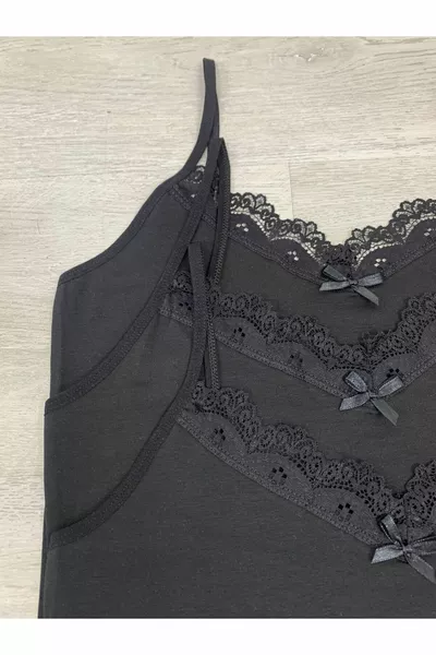 3'LÜ KARIŞIK DANTELLİ LİKRALI ATLET